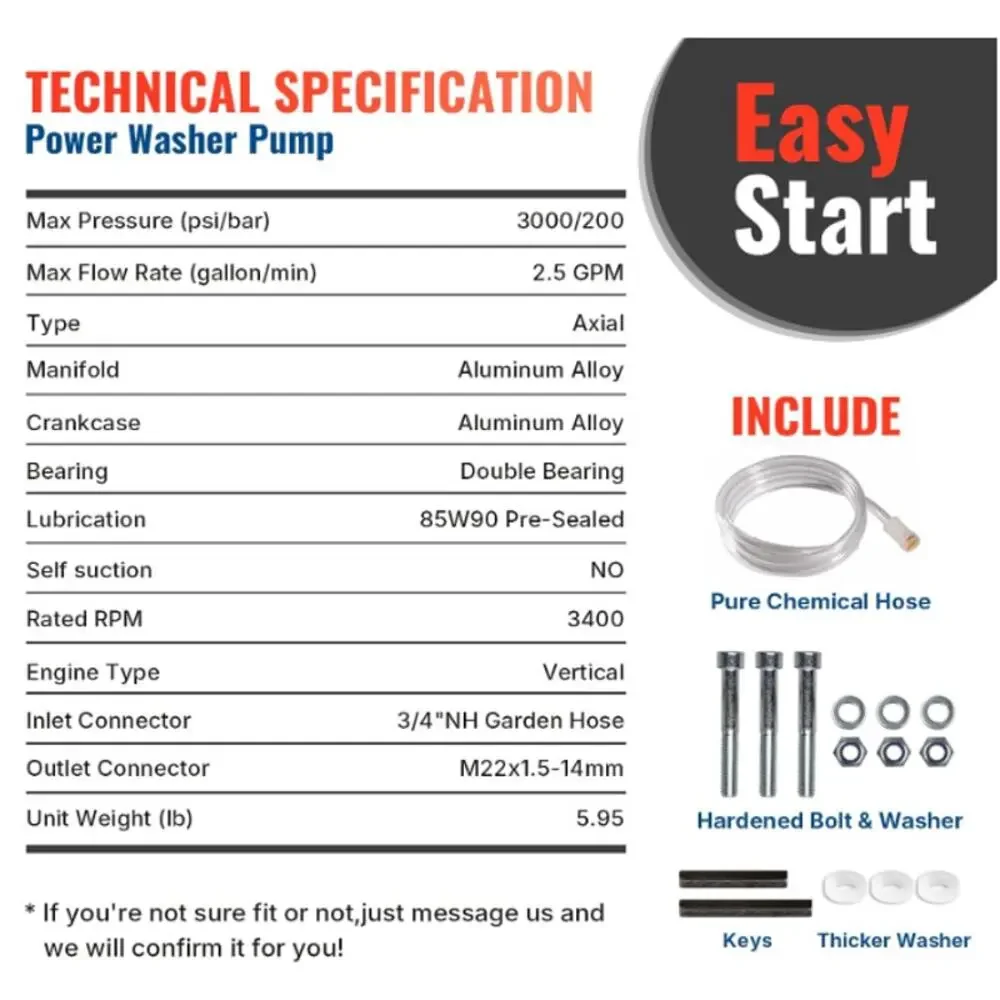 YAMATIC 3000 PSI 2.5 GPM Pressure Washer Pump